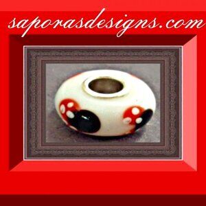 Minnie Mouse Theme Glass Charm For Bracelet